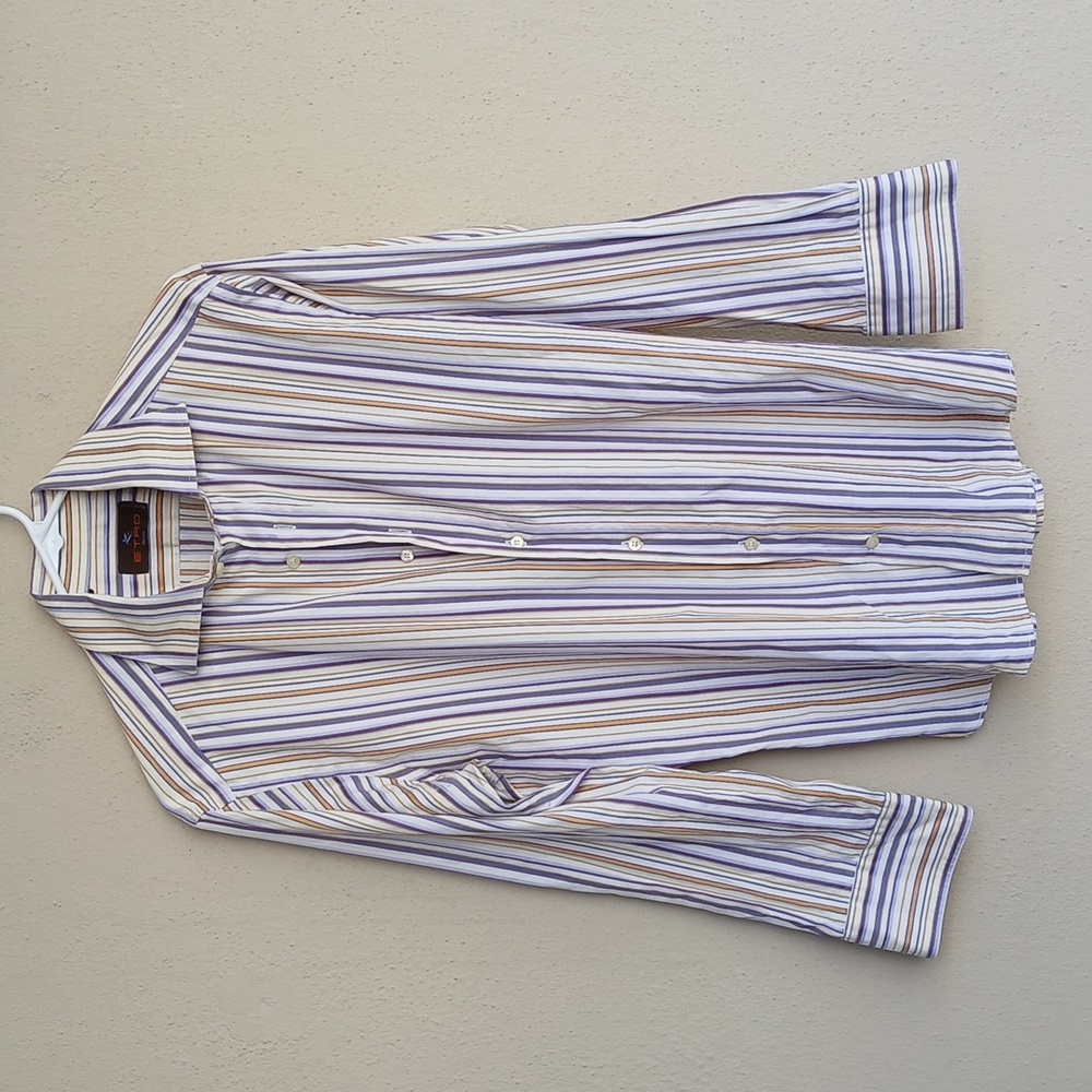 ETRO shirt white Purple Striped print Medium